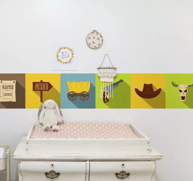 Elementen met een wild west-thema stickerrand - TenStickers