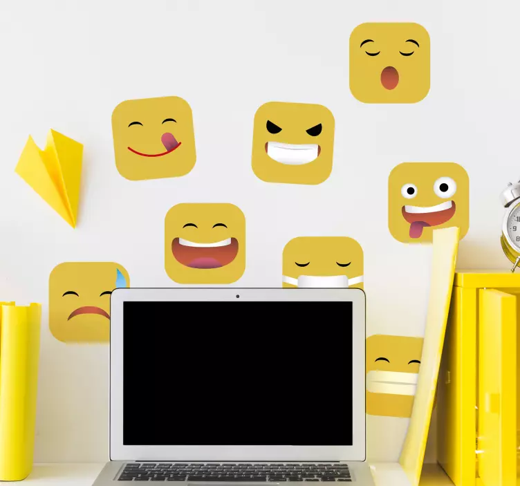 Emoji-uitdrukkingen ingesteld sticker met lijnen - TenStickers