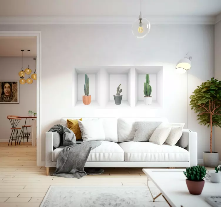 Etagères voor cactuspotten 3D muursticker woonkamer - TenStickers