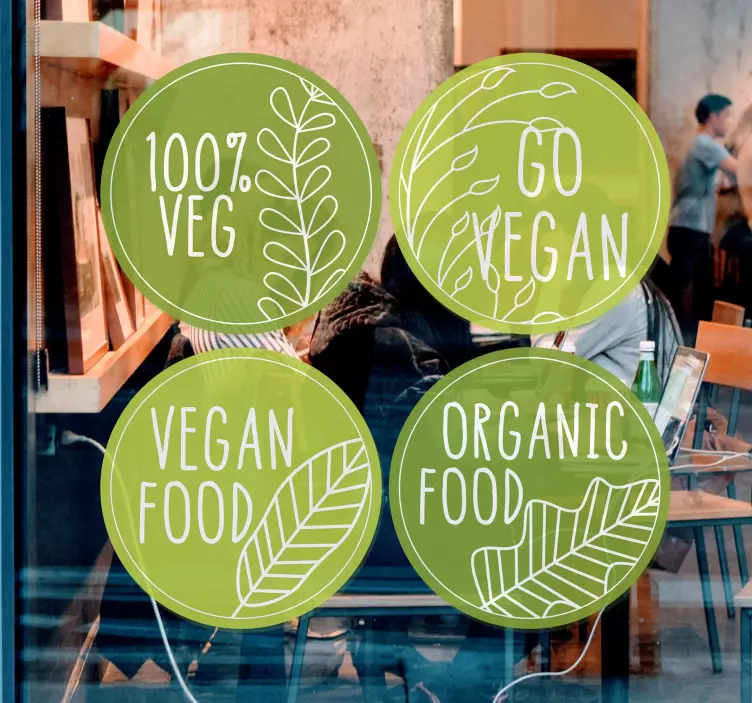 Etalage sticker go vegan food 100% - TenStickers