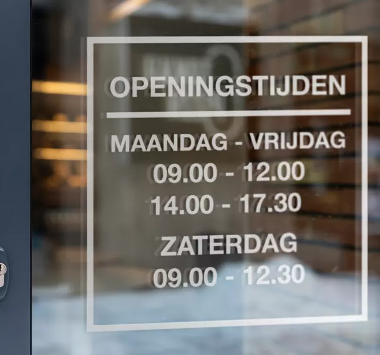 Etalage sticker winkel openinstijden - TenStickers