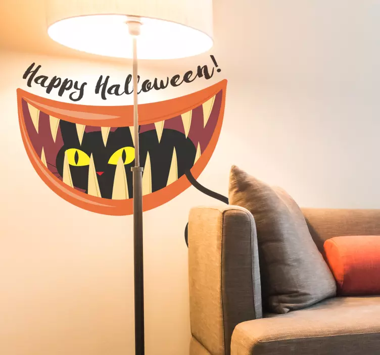 Halloween sticker zwarte kat - TenStickers