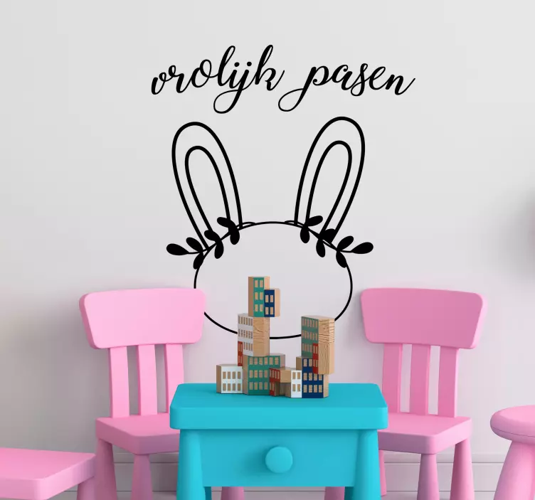 Feestdagen stickers Vrolijk pasen konijntje - TenStickers