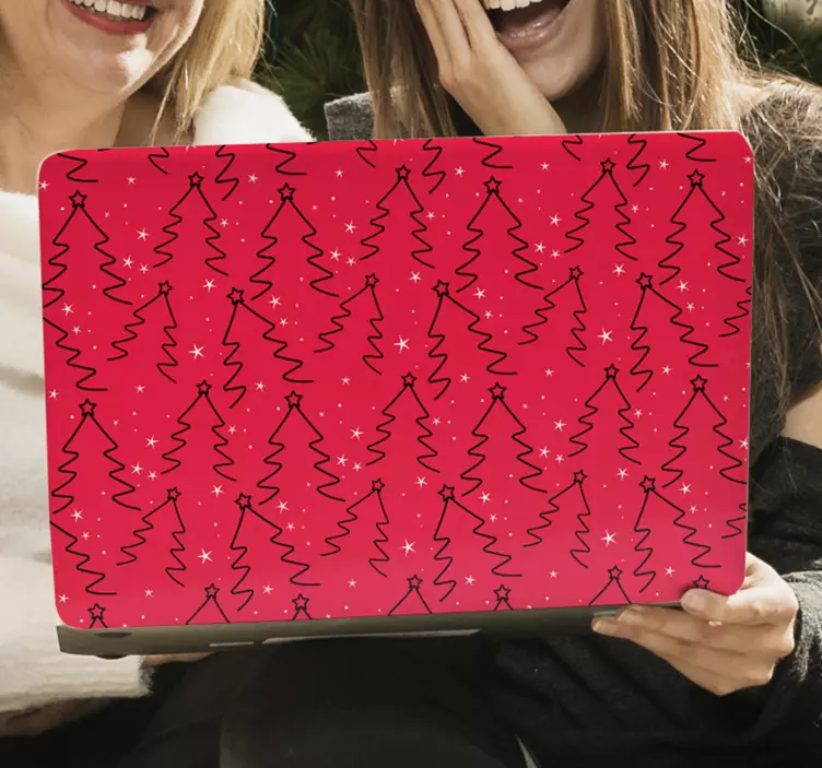 Feestelijk boompatroon laptop sticker - TenStickers