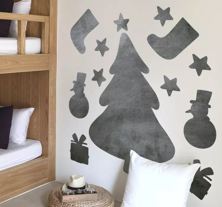 Kerst elementen krijtbord sticker - TenStickers