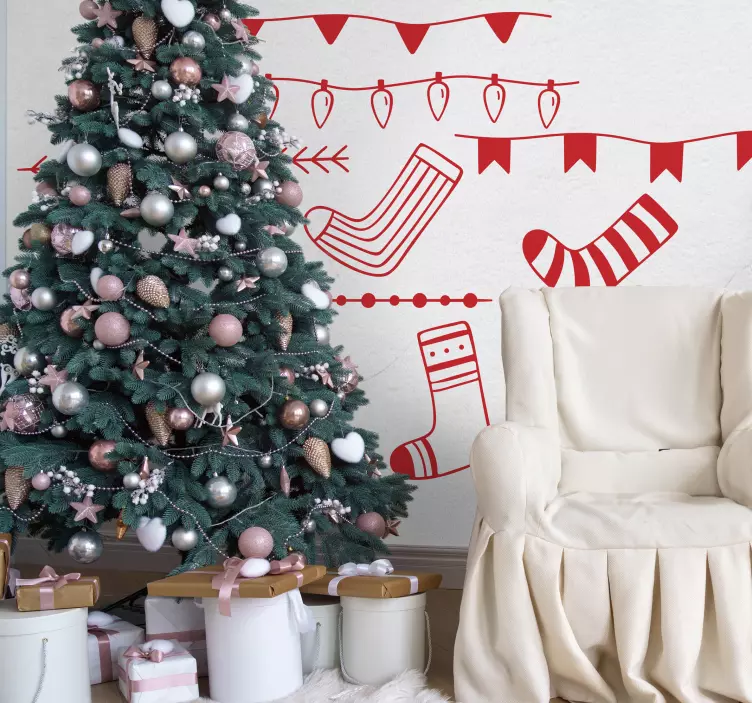 Feestelijke vakantiepatronen kerst sticker - TenStickers