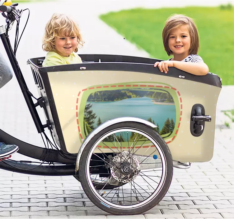 Eigen foto bakfiets sticker - TenStickers