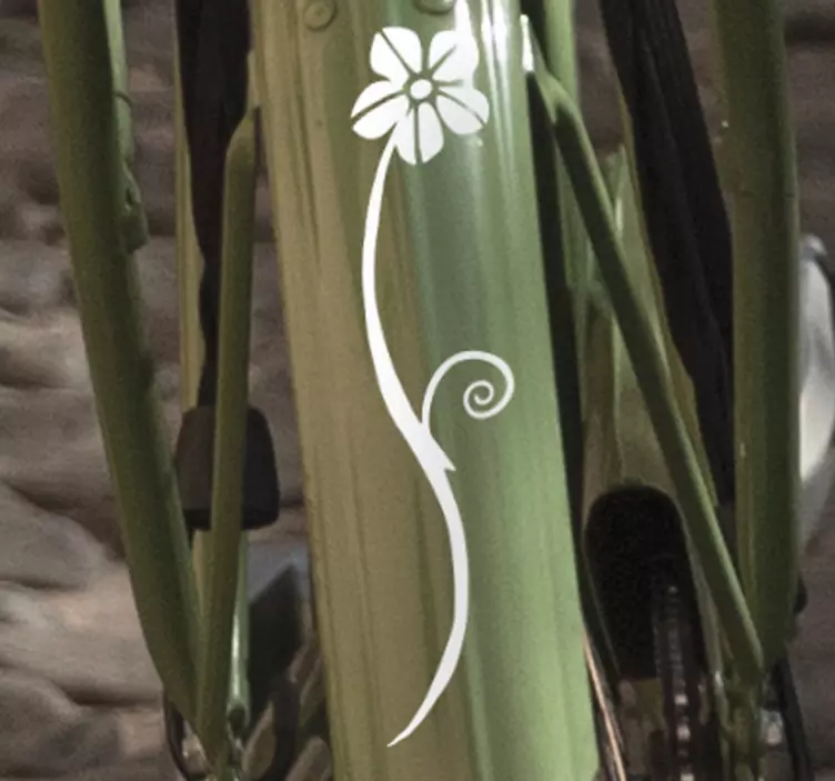 Fietssticker met bloem met steel - TenStickers