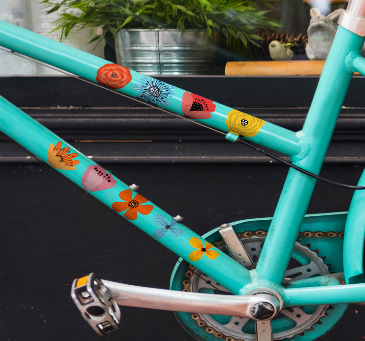 Fietsstickers Kleurrijke bloemen voor fiets - TenStickers