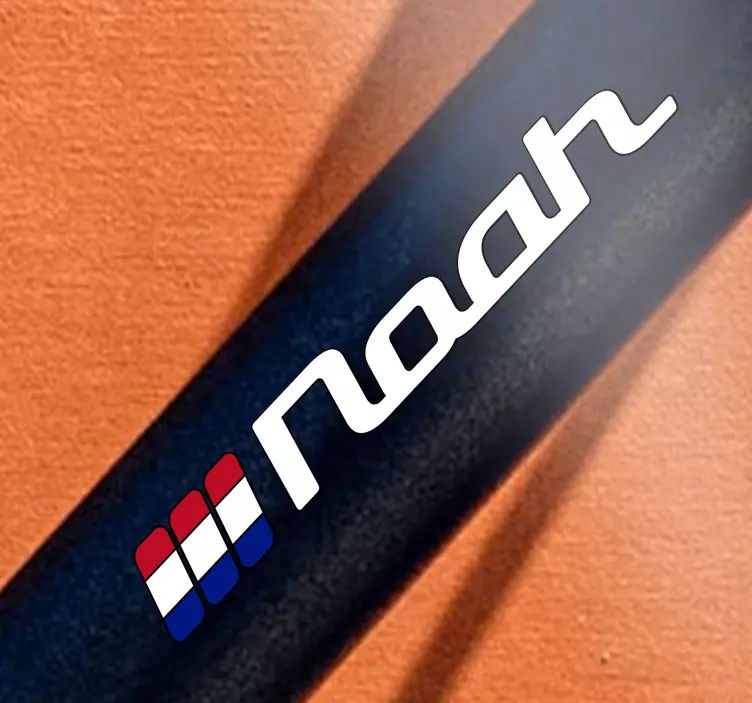 Fiets sticker Nederlandse vlag en aangepaste naam - TenStickers