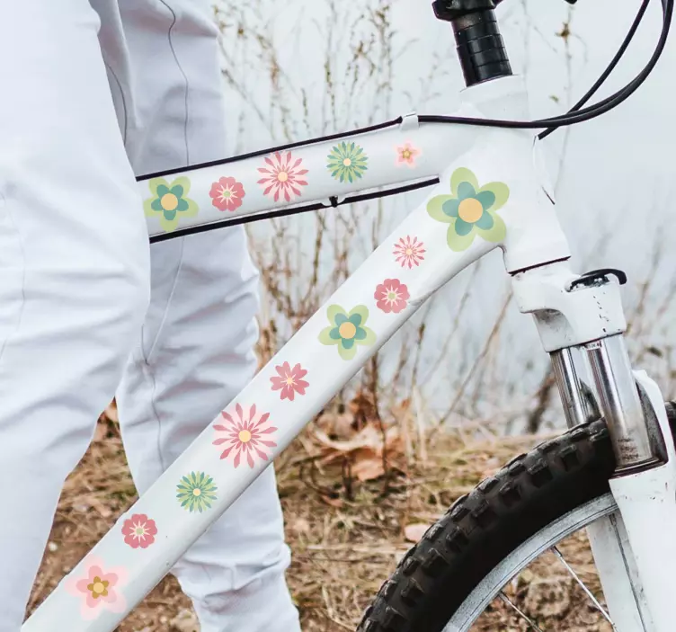Fiets sticker met bloemen - TenStickers