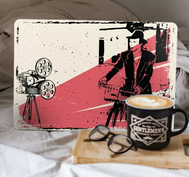 Filmische fietsscène laptop skin - TenStickers