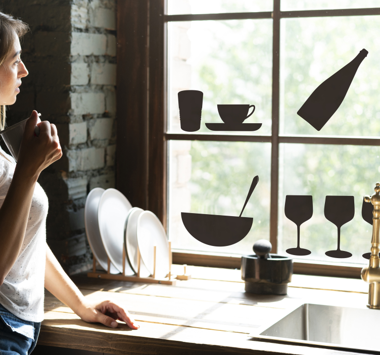 Flessen en glazen raamsticker - TenStickers