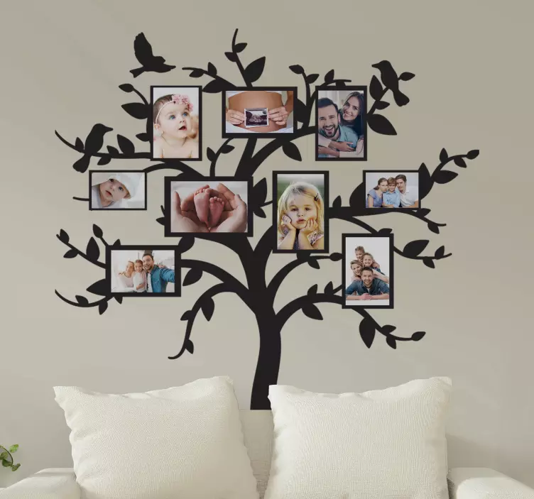 3D muursticker woonkamer boom met gepersonaliseerde foto's - TenStickers