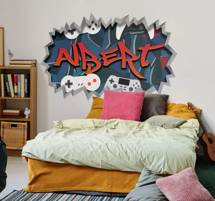Gamer-graffiti Muursticker tienerkamer - TenStickers