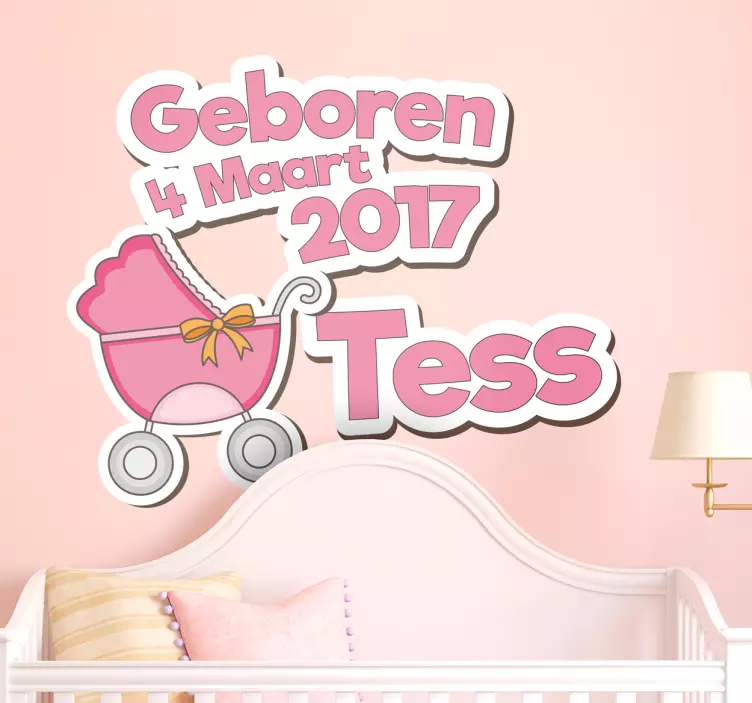 Geboortesticker naam datum meisje - TenStickers