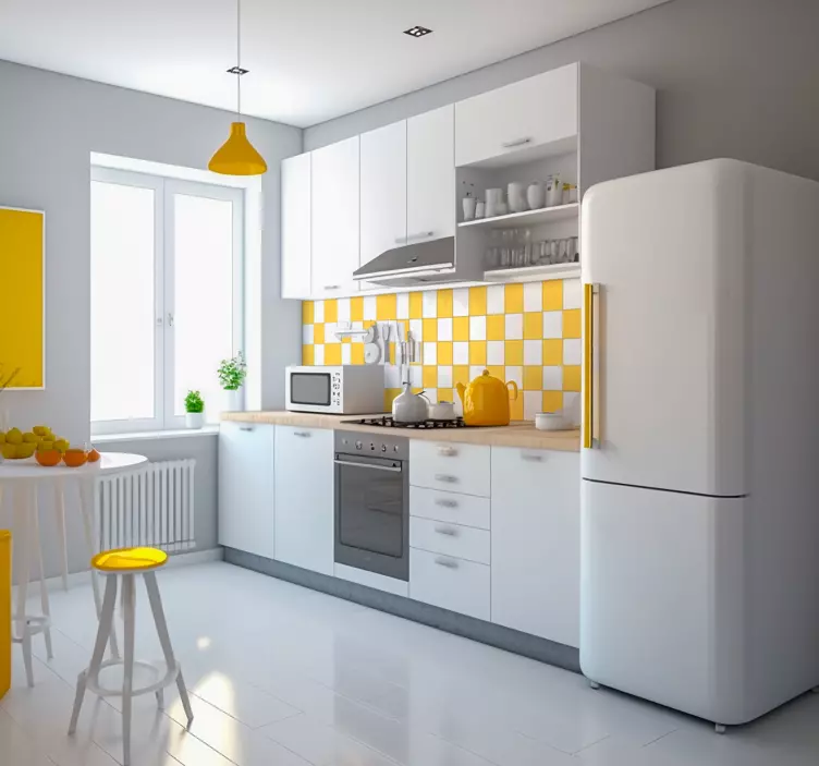 Tegelstickers keuken geel wit - TenStickers