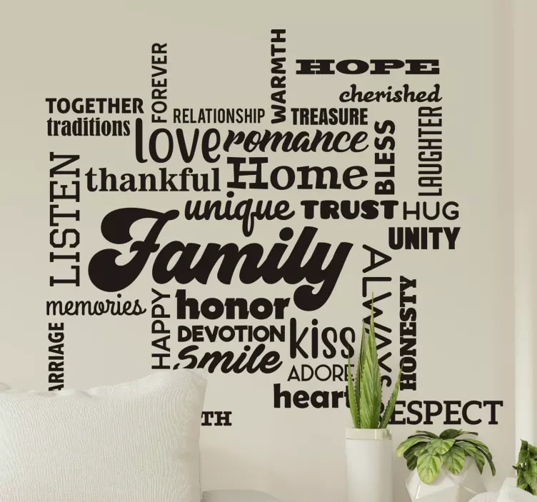 Gekoesterde familieliefde en waarden quotes sticker - TenStickers