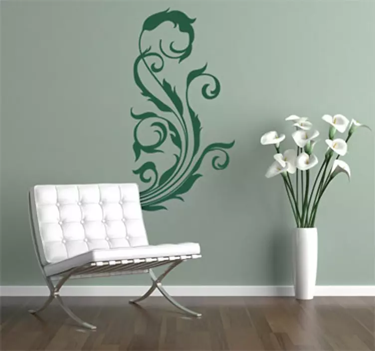 Gekruld Ornament Bloemen Muursticker - TenStickers