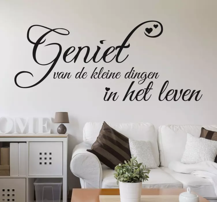 Muursticker woonkamer  tekst geniet van het leven - TenStickers