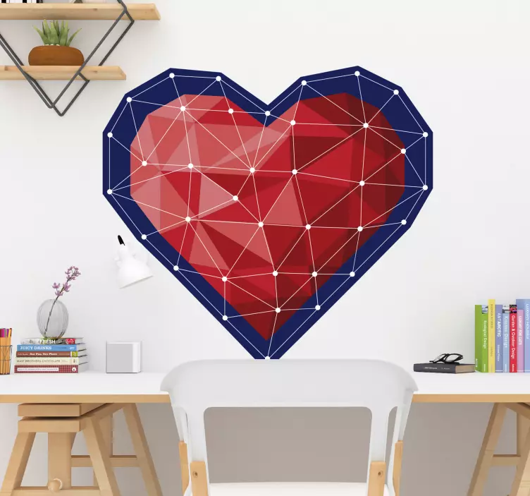 Geometrisch rood hart liefde sticker - TenStickers