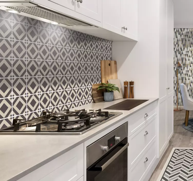 Geometrisch ruitpatroon tegelsticker - TenStickers