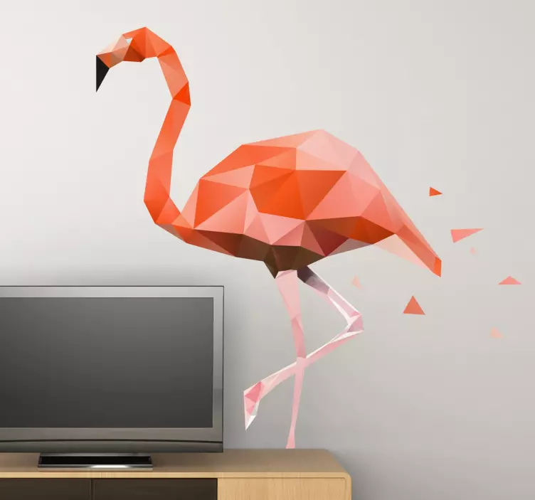 Geometrische 3D flamingo sticker - TenStickers