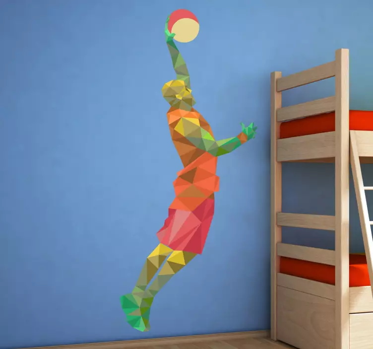 Geometrische Basketbalspeler Muursticker - TenStickers