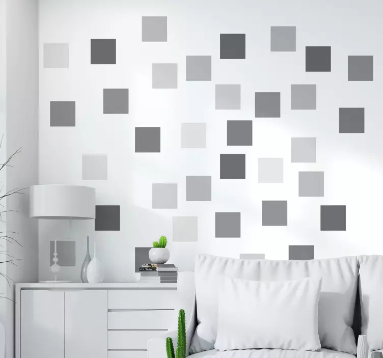 Geometrische grijze vierkanten sticker - TenStickers