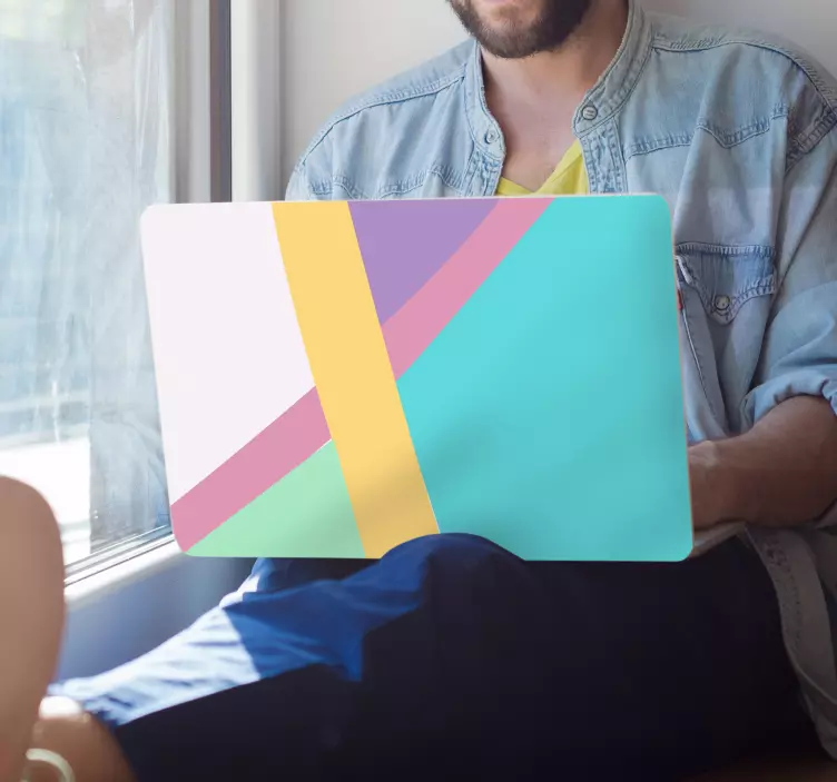 Geometrische kleurblokken laptop sticker - TenStickers