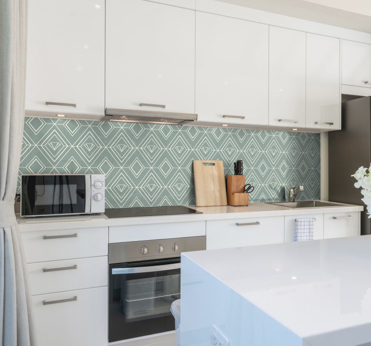 Geometrische Patroon Muursticker keuken groen - TenStickers