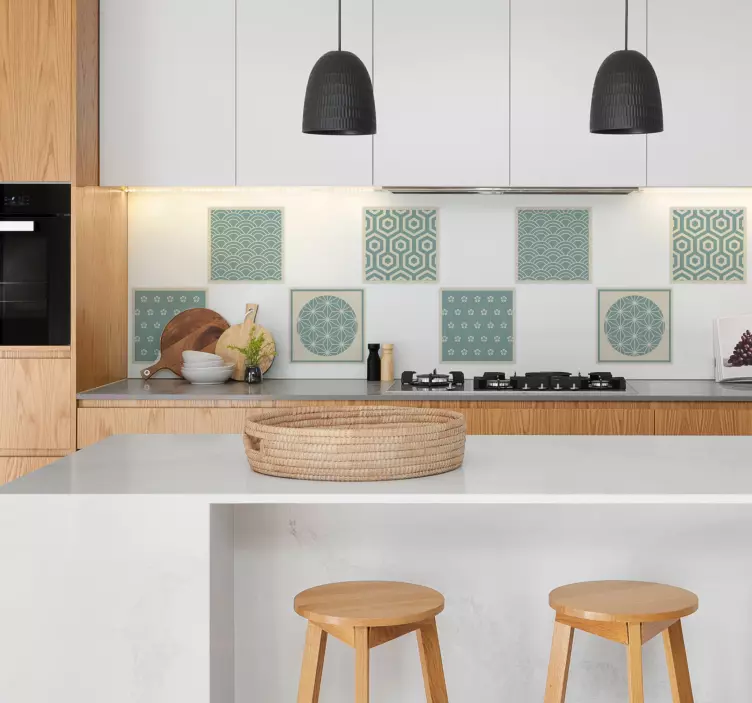 Groene japandi tegelsticker - TenStickers