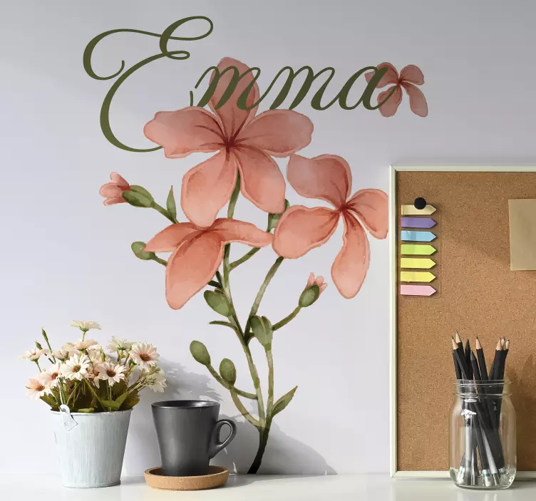 Gepersonaliseerd bloemdesign bloemen muursticker - TenStickers