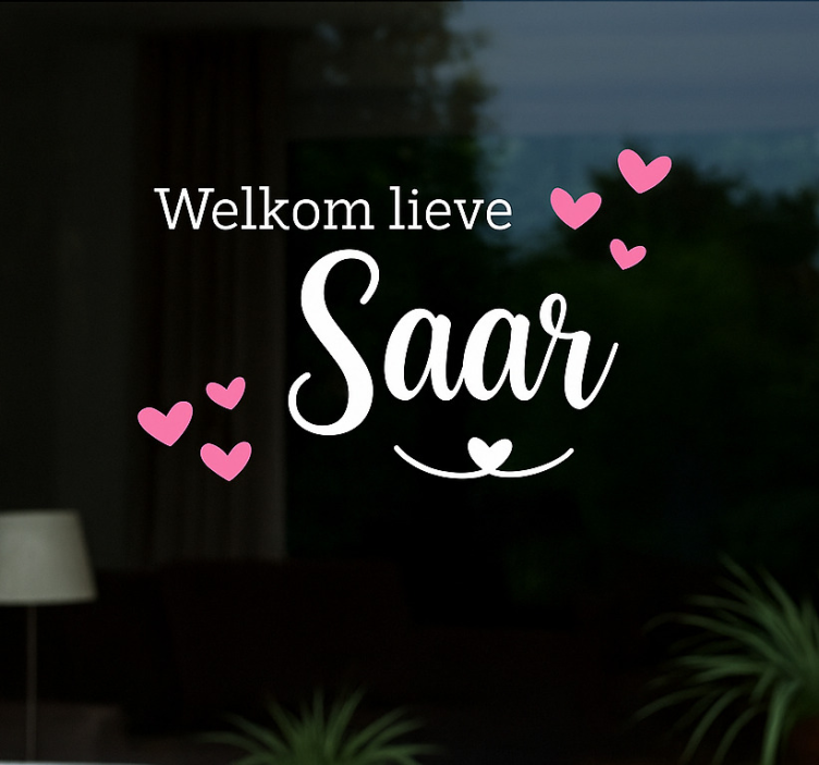 Gepersonaliseerde harten geboorte raamsticker - TenStickers