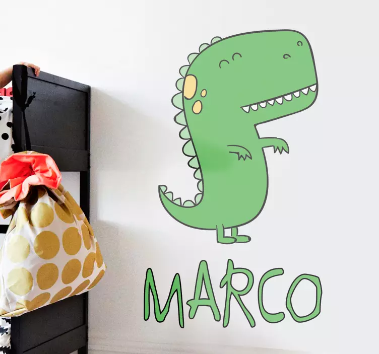 Gepersonaliseerde sticker dinosaurus met naam - TenStickers