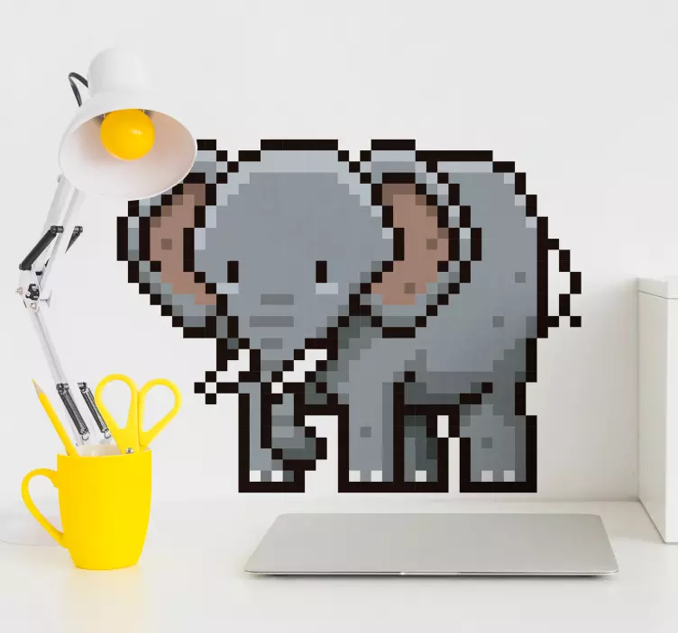 Gepixelde olifantfiguur dieren muursticker - TenStickers