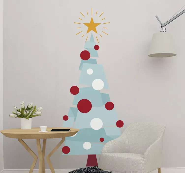Gestileerde kerstboom feestdagen sticker - TenStickers