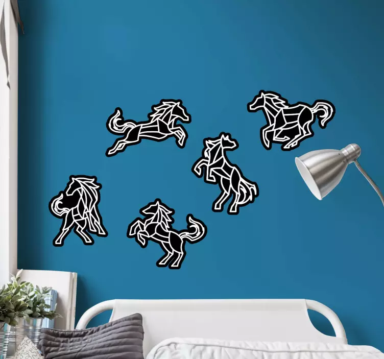 Gestileerde paardencollectie sticker kat en hond - TenStickers