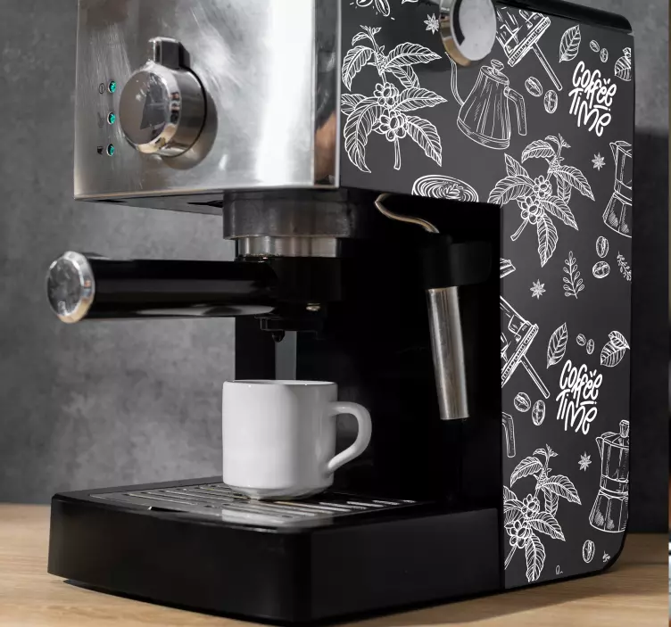 Getekende koffie-elementen Decoratie stickers - TenStickers