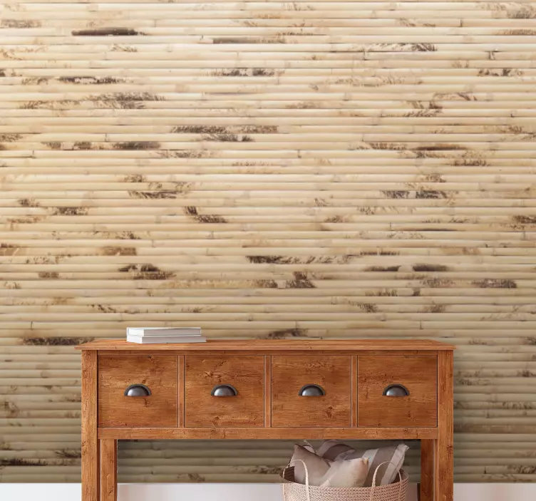 Getextureerde bamboe afwerking muursticker hal - TenStickers