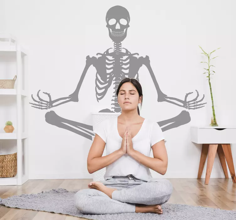 Gezondheid sticker yoga skelet eigen kleur - TenStickers