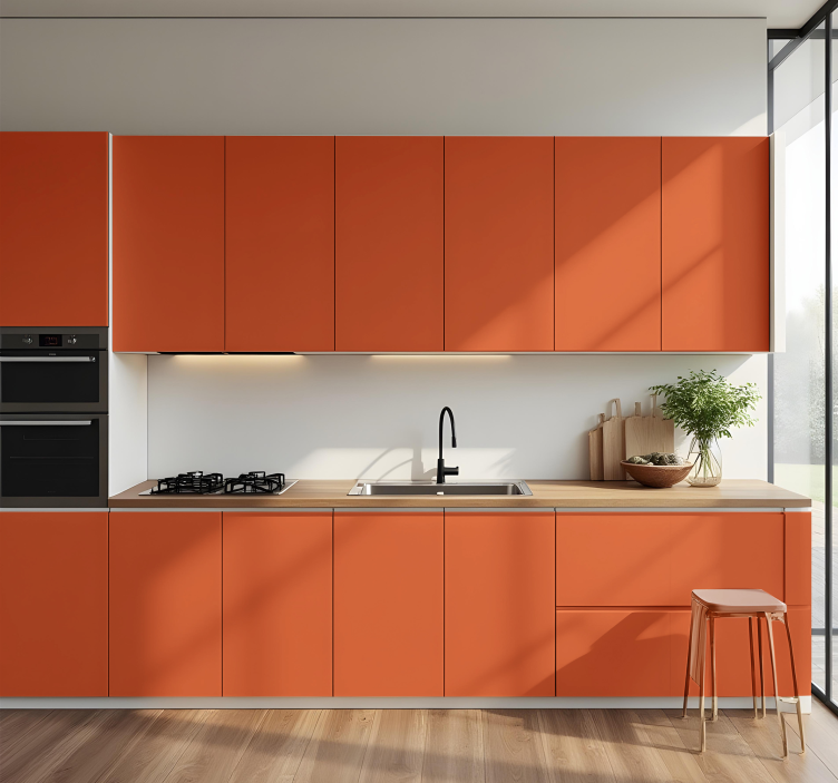Glanzende oranje kleur keuken muursticker - TenStickers