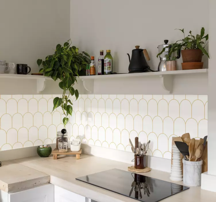 Keukensticker goud wit met bogen - TenStickers