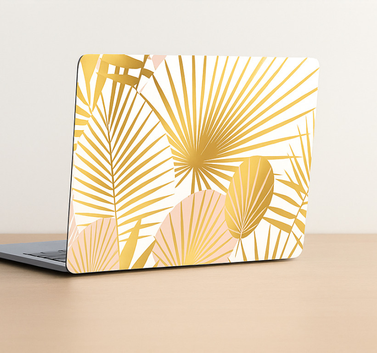 Gouden tropische bladeren laptop sticker - TenStickers