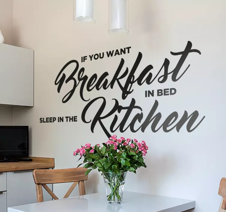 Grappige Breakfast in Bed Tekststicker - TenStickers