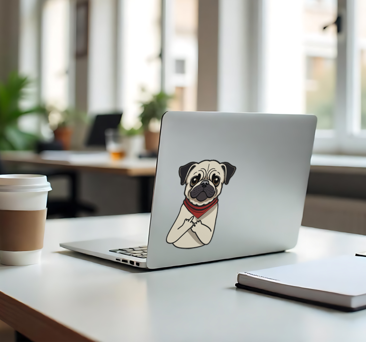 Grappige engelse bulldog laptop sticker - TenStickers