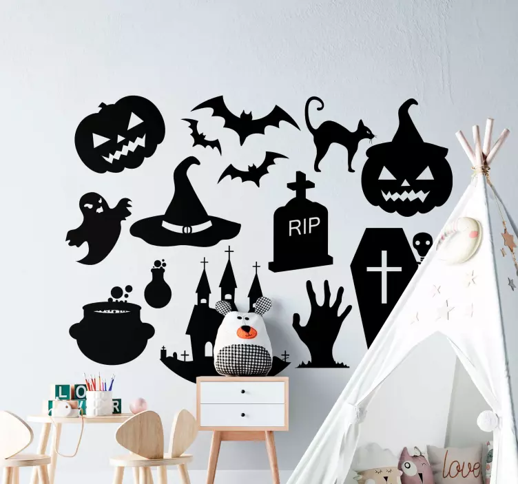 Griezelige halloween-symbolen feestdagen sticker - TenStickers