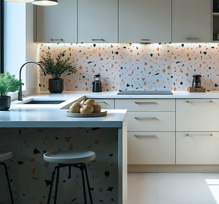 Grijs terrazzo vel keuken muursticker - TenStickers