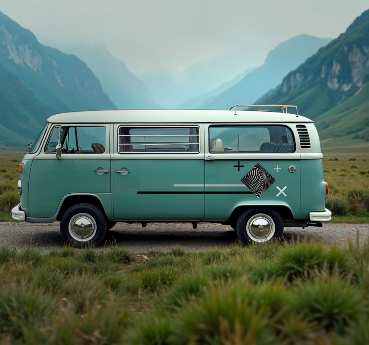 Grijze strepen camper sticker - TenStickers