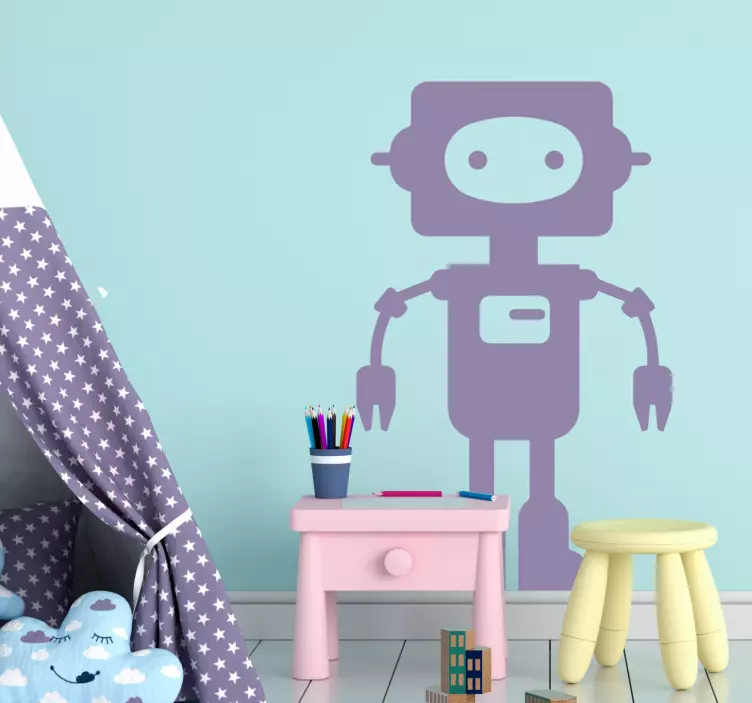 Grillig robotbeeldje muursticker kinderkamer - TenStickers